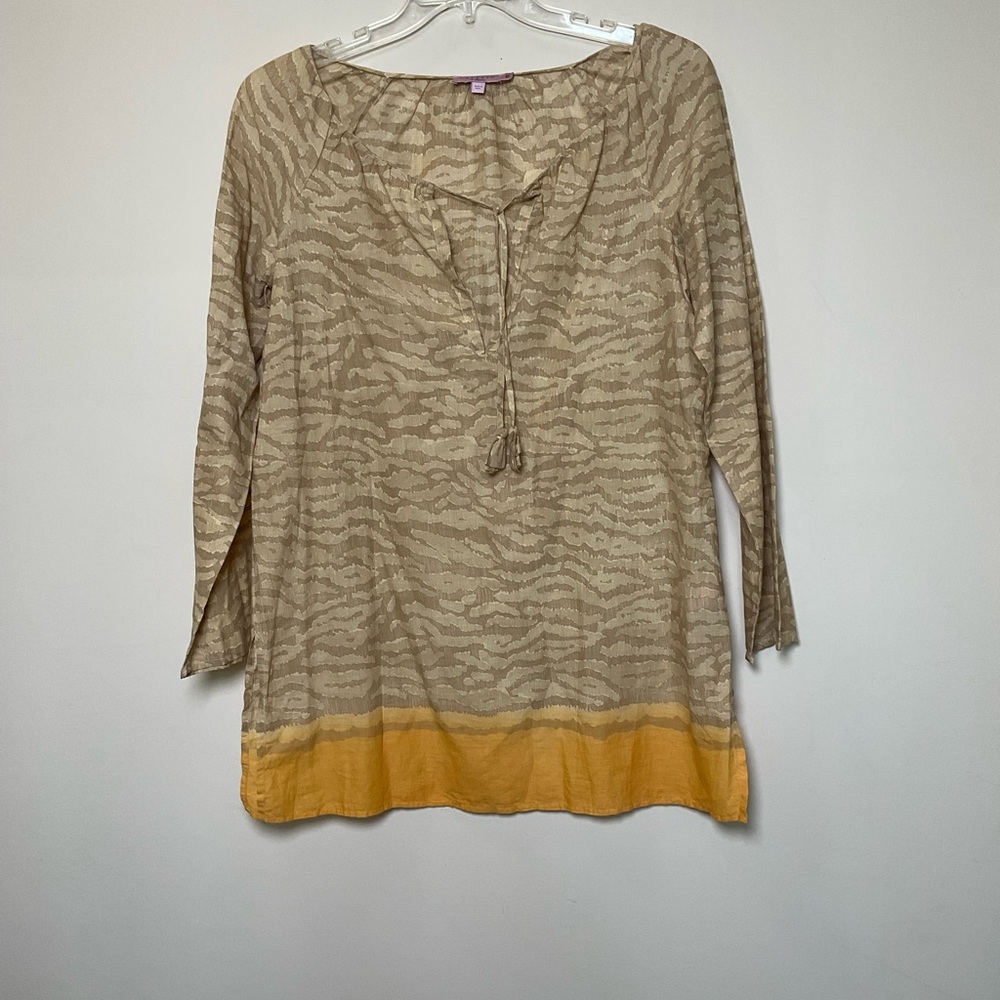Calypso St Barth Women's Bohemian 3/4 Sleeve Lightweight Cotton Tunic Top Size M